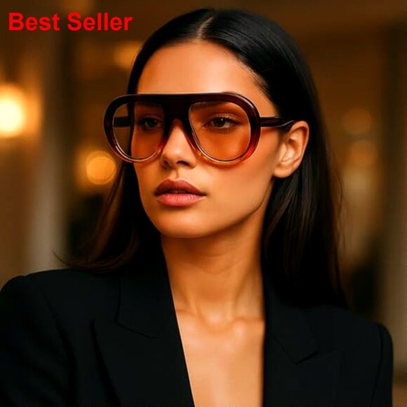 Retro Chunky Pilot Sunglasses UV400 Protection Oversized Gradient Shades main image 4